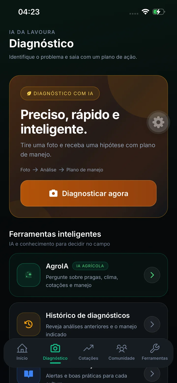 Captura real da área de diagnóstico do Pulso do Campo.